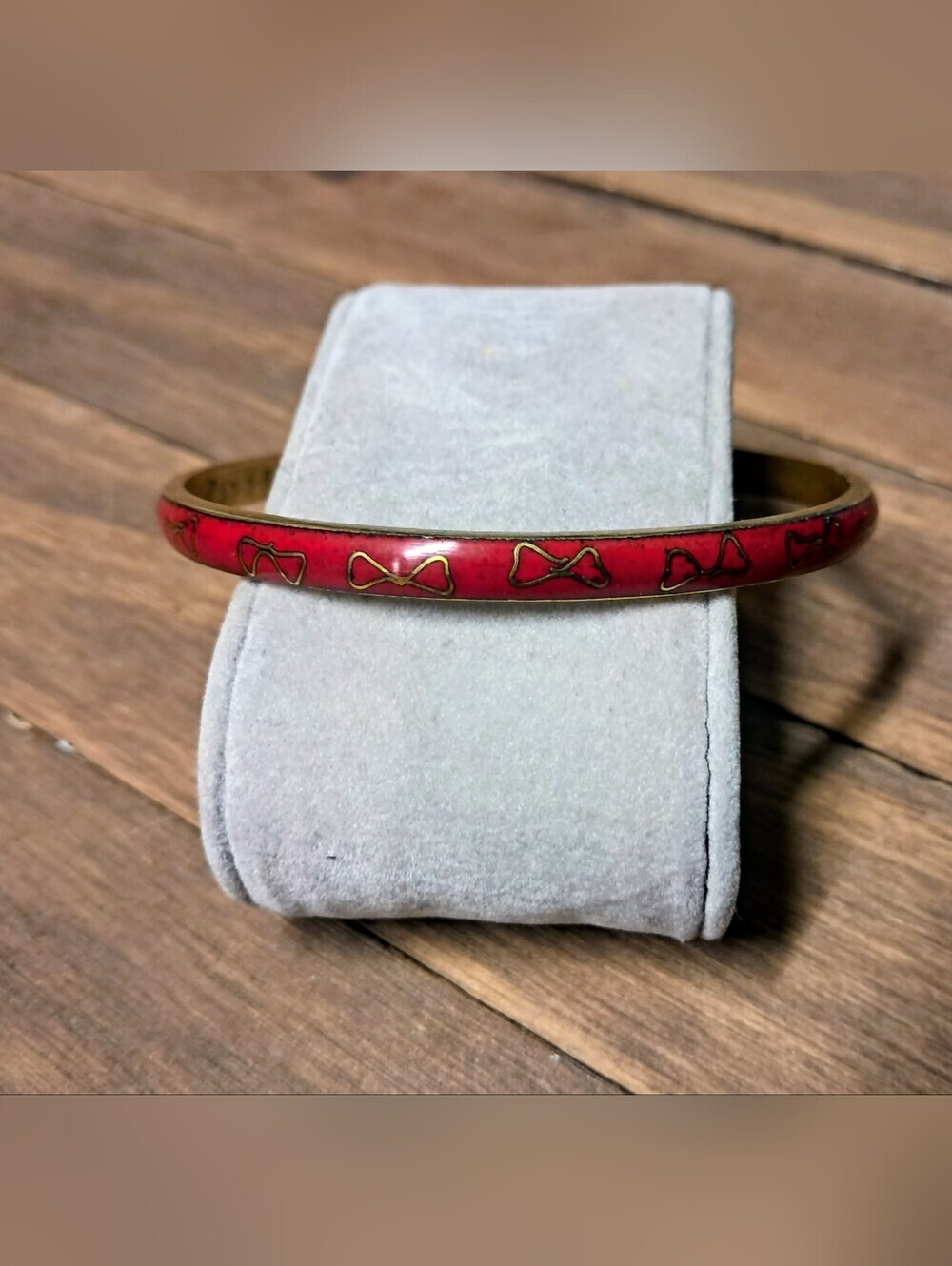 Robert Kuo Red Enamel Infinity Bangle Bracelet